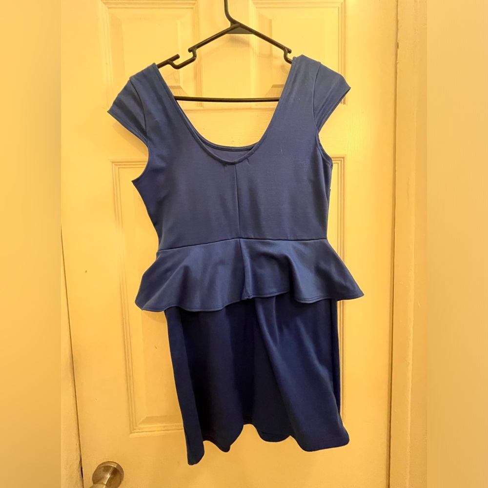 Love Culture Blue Mini Peplum Fitted Dress